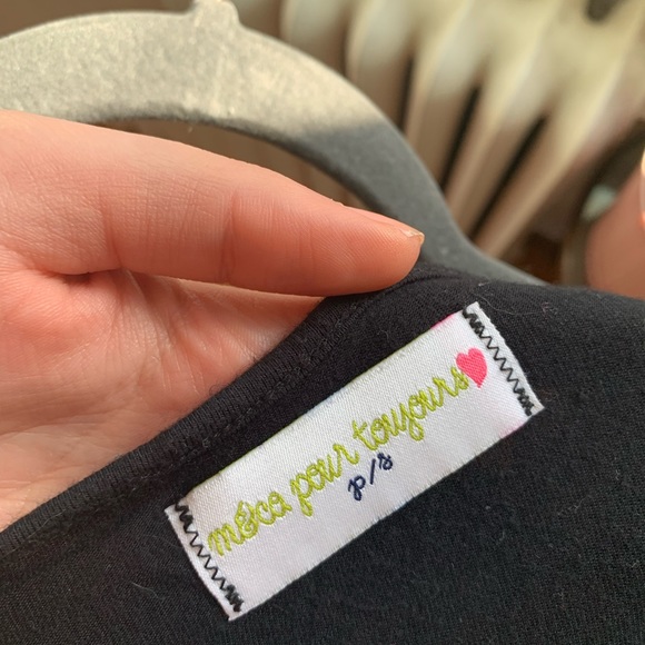 vintage black cowl neck top w silver buckle - S-M - Picture 3 of 3